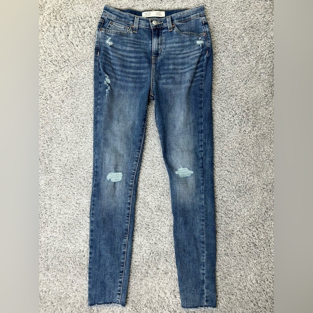 LEVIS Jeans Girls 16 High Rise Super Skinny Distressed Holes Adjustable Waist